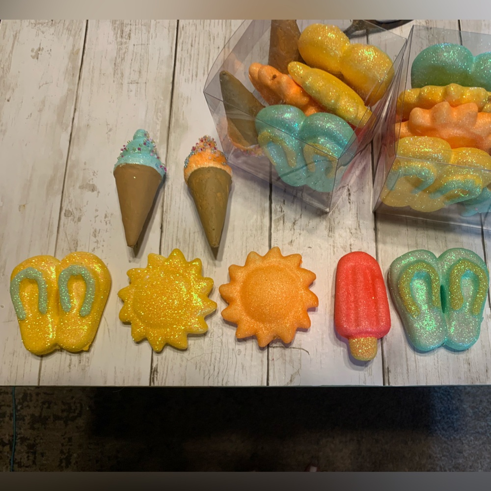 Assorted Glitter styrofoam summer craft - Yellow, Turquoise, Orange, Coral